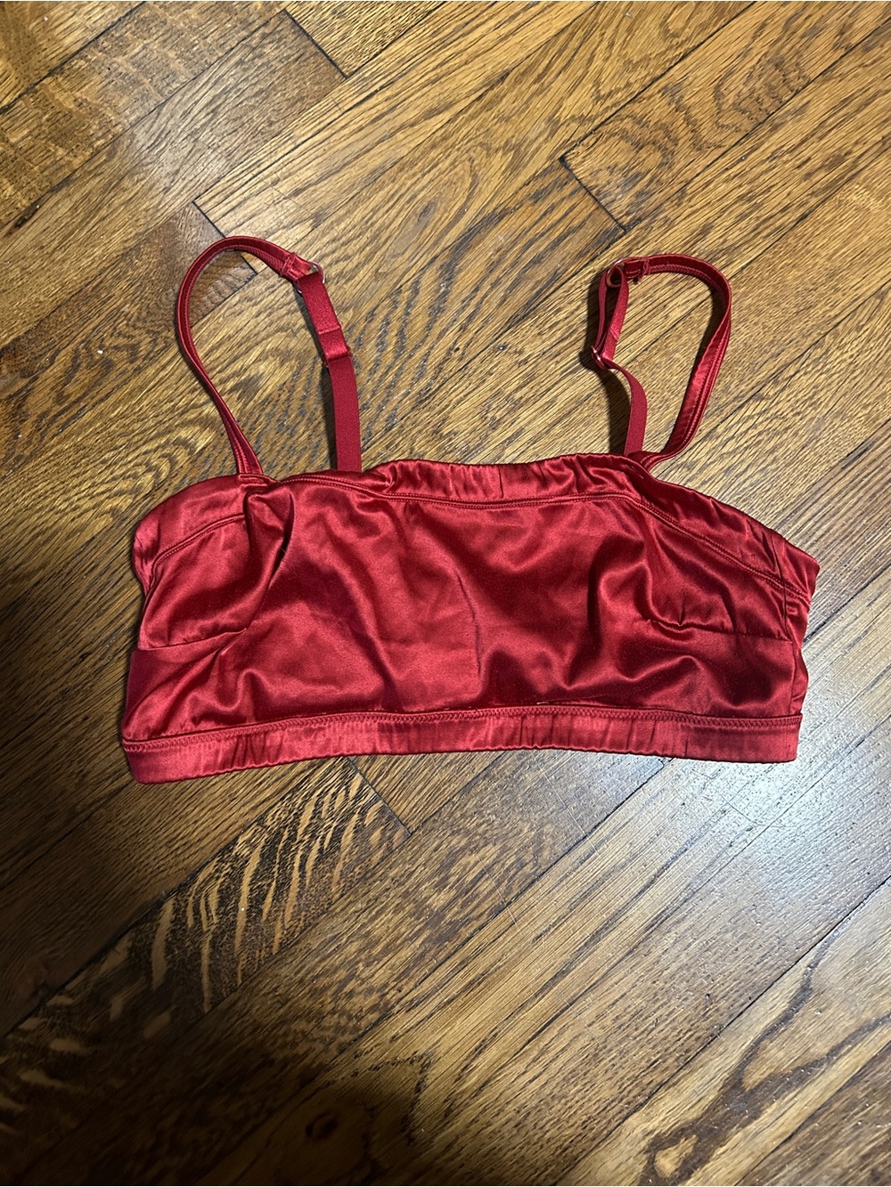 aerie Red Satin Bralette with Adjustable Straps